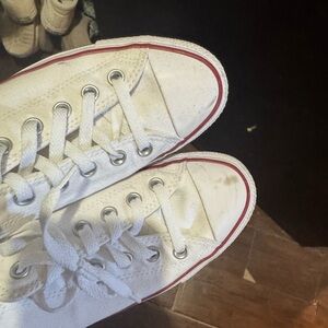 Converse White High-Tops with Red Accents